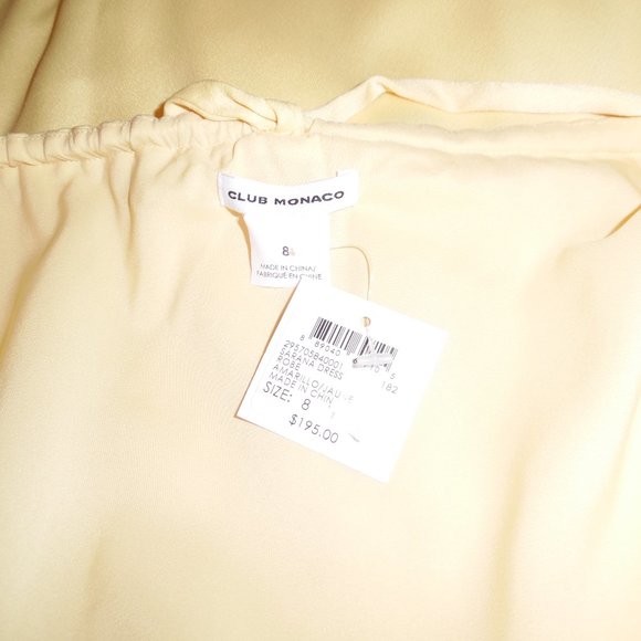 NWT CLUB MONACO Sarana Tie-back Slip Cocktail Summer Open Back Sexy Dress Yellow - Picture 7 of 8